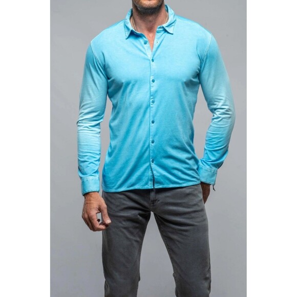 Georg Roth Cambria Long Sleeve Button Up Polo Shirt Men's Large Pima Cotton Peru - Picture 1 of 10